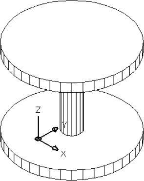 A cable spool created by drawing 2D circles with thickness and elevation.