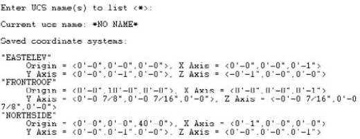 A listing of saved UCSs.