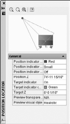 The Position Locator shows you a 2D map of your model.