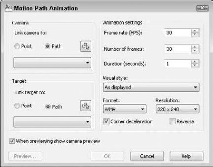 Specify the motion paths and movie settings before you create a motion path animation.