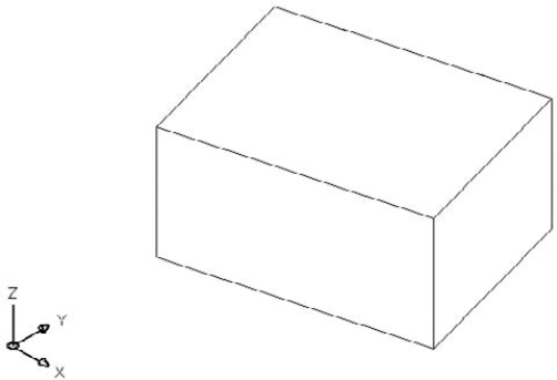 A box from an isometric viewpoint commanding the 3D Hidden visual style.