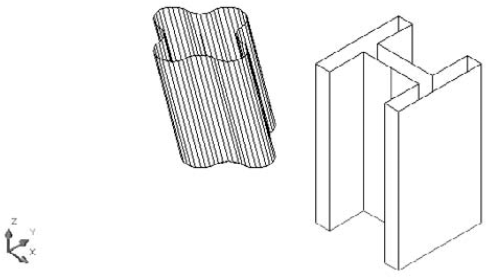 Two extruded surfaces created by using TABSURF.