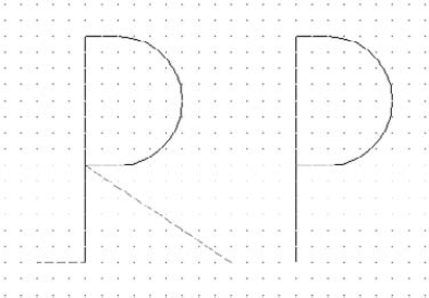 The picture and shape of the letter P.