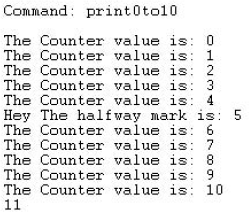 The result of the PRINT0TO10 function.