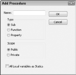 The Add Procedure dialog box.