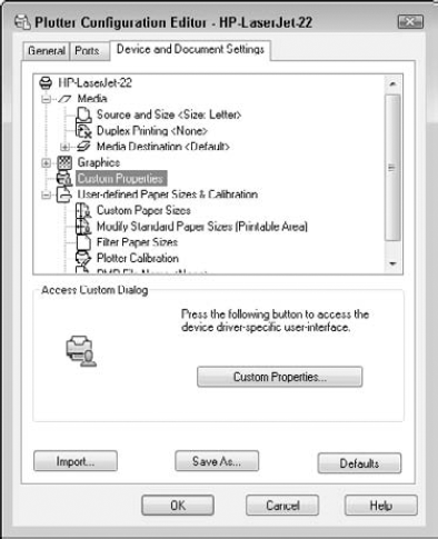 The Plotter Configuration Editor is the place to change settings related to your printer or plotter.