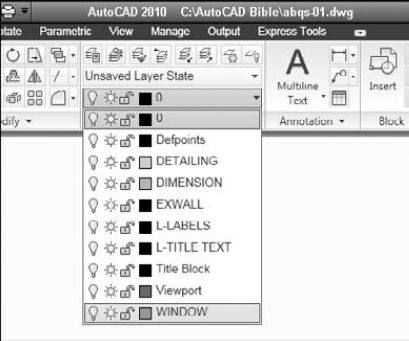 Choose the WINDOW layer from the list of layers.