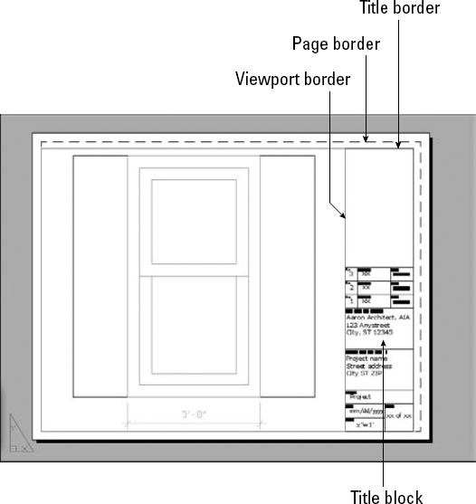 The window with a titleblock as it appears on the Layout tab.