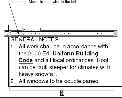 Adjusting the paragraph slider on the ruler and the result
