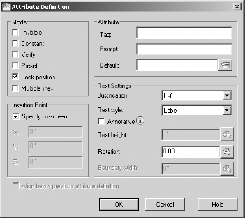 The Attribute Definition dialog box