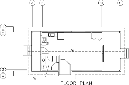 The floor plan with markers for insertion points and three room labels erased