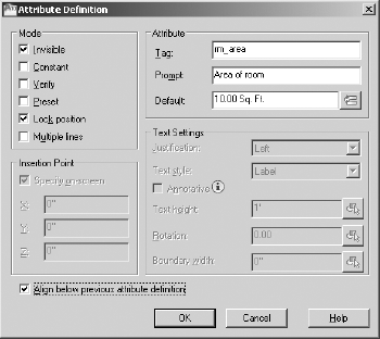 Setting the proper values in the Attribute Definition dialog box