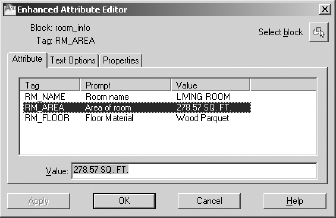Select the RM_AREA row in the Enhanced Attribute Editor.