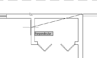 Selecting the wall with the Perpendicular osnap