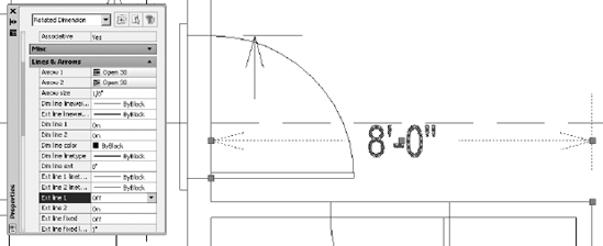 The 8′−0″ (2350 mm) dimension with the left extension line suppressed
