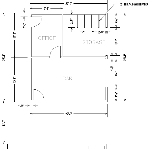 The walkway and garage dimensioned