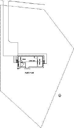 The cabin with the site plan as an external reference