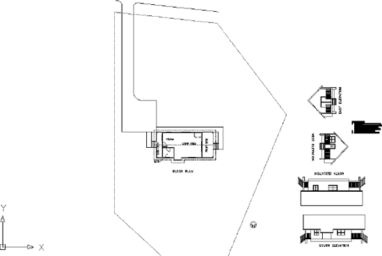 The site plan xref is rotated properly in the cabin drawing.