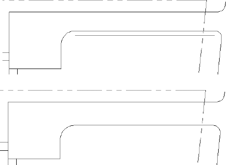 Offset the lower driveway line (above), fillet the new lines, and delete the existing radii (next page).