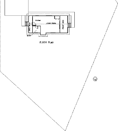 The cabin and the lower portion of the property line