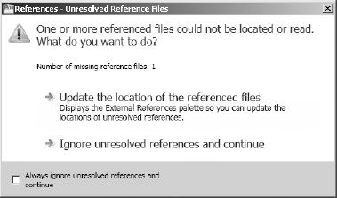 References—Unresolved Reference Files dialog box