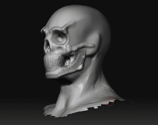 Beginning to rough in the zygomatic bones and the mouth