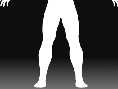 The legs shown in silhouette