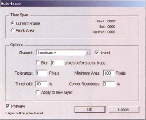 The Auto-trace dialog box