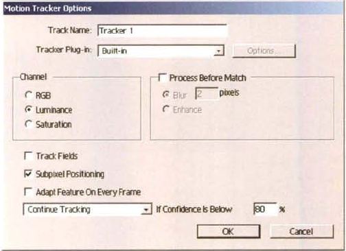 Motion Tracker Options dialog box