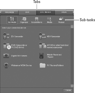 The Task pane is home to most editing tools.
