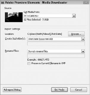 The Media Downloader captures video from certain types of camcorders.