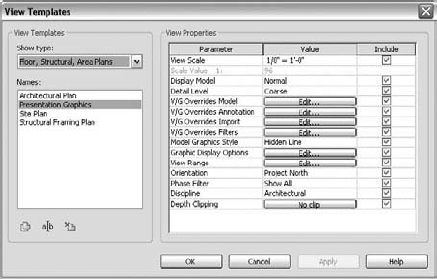 Choosing the Presentation Graphics template.