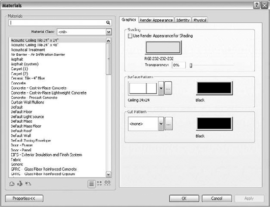 Use the Materials Editor to define the hatch patterns on elements.