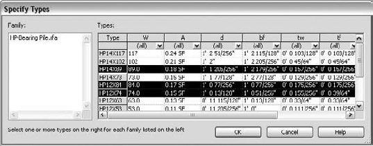 Using the Ctrl key, you can select several types that aren't sequential.