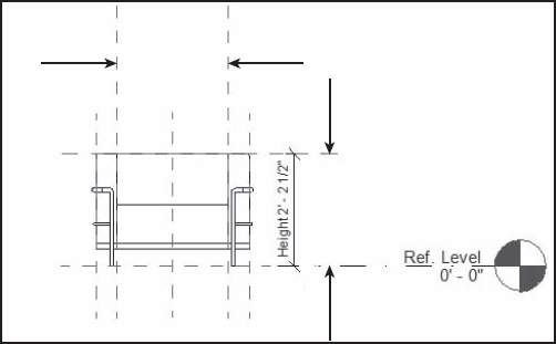 Reference planes are used extensively in the Family Editor to create parametric constraints that can drive forms and define snapping references. In this example, two of the vertical reference planes define the width of the chair while the two horizontal define its height.