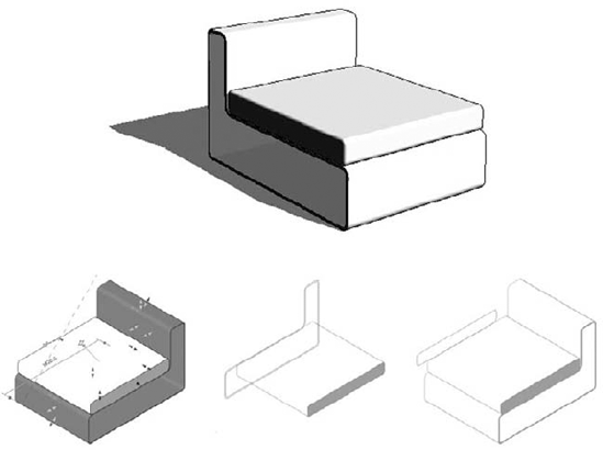 A cozy lounge chair made of two simple extrusions.