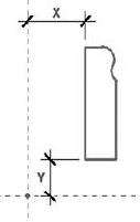 Offsetting the profile from the point of reference of the path. In this profile, the crossing of the references in the Family Editor was set to the lower-left corner of the profile. Thus, the offset values start from that point.