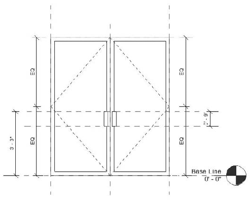 Double-panel curtain wall door.