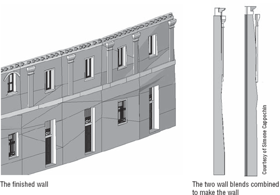 Manually constructed wall used to create nonvertical wall surfaces.