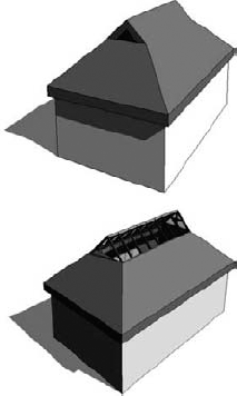 The cutoff level is applied to the main roof, and a secondary roof is built on top of the main roof using the cutoff level as a base.