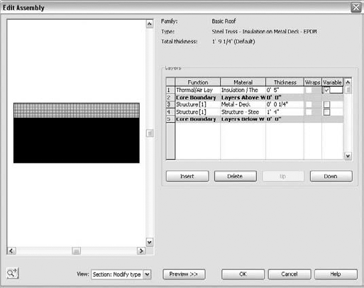 The Edit Roof Structure dialog box.