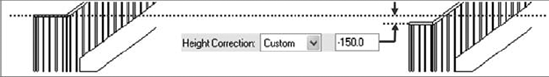 Railing height adjusted By Type or forced to a new height value (Custom).