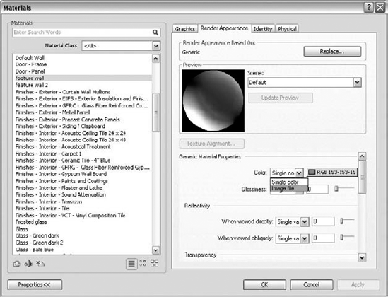 Assigning an image file to a generic render appearance.