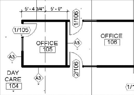 Numbering doors in plan.