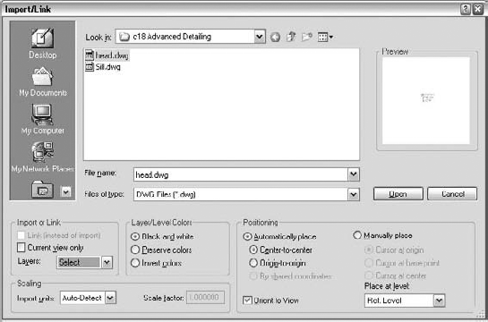 Importing CAD detail into a detail component.