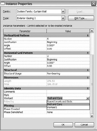 Change the workset an element belongs to by selecting a different workset using element properties.