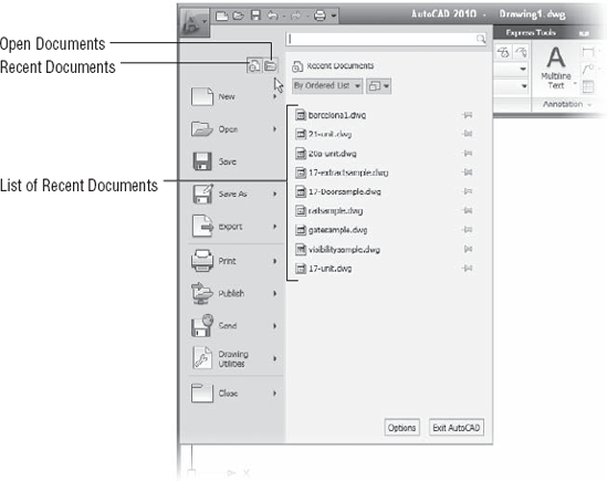The Open Documents and Recent Document tools
