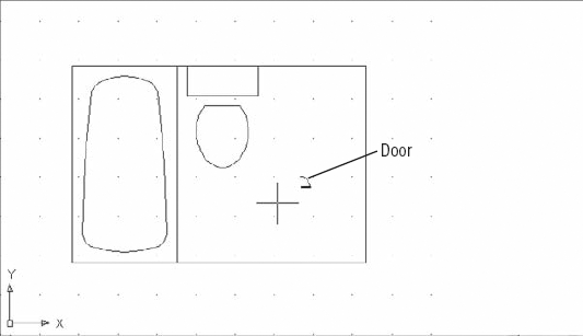The door drawing being inserted in the Bath file