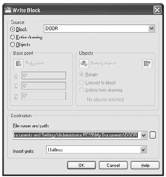 The Write Block dialog box