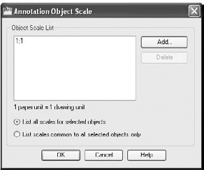 The Annotation Object Scale dialog box